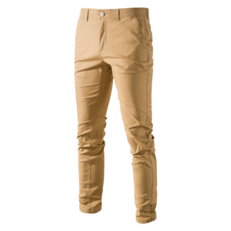 Men’s Breathable Beige Cotton Jeans – Casual Business Style