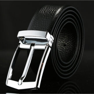Men’s Classic Leather Belt – Genuine Cowhide with Alloy Pin Buckle